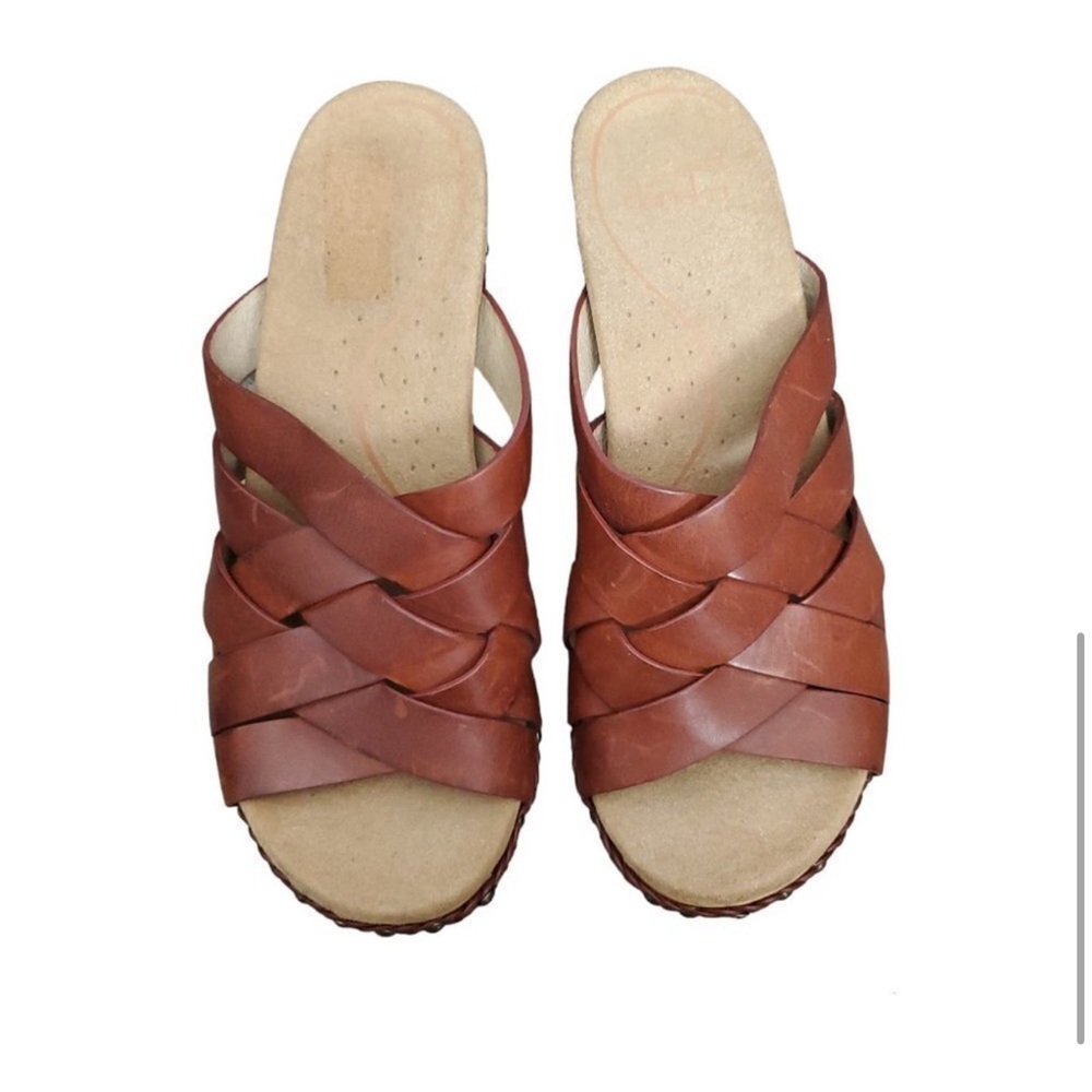 Dansko Tory Clog Brown Leather Slide Sandals - Picture 4 of 9